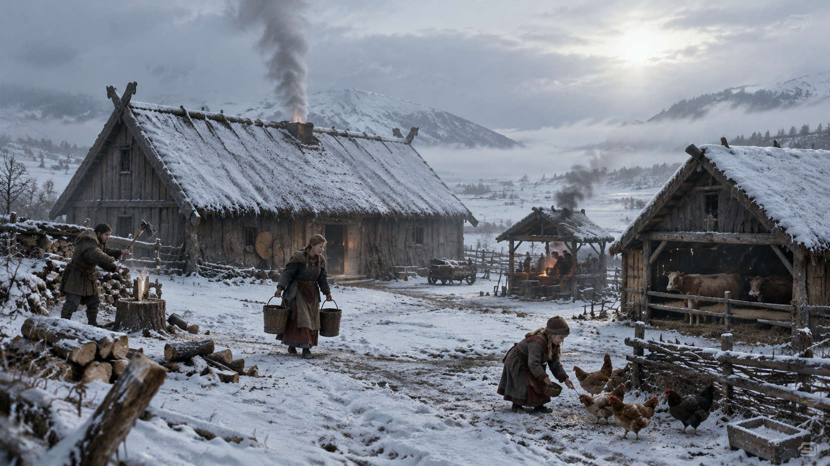 A Norse farmstead in winter